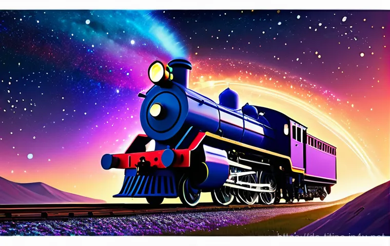띠띠뽀 팬아트 갤러리 - **Prompt:** A magical, digitally illustrated scene of Tittipo, the friendly locomotive, gracefully g...