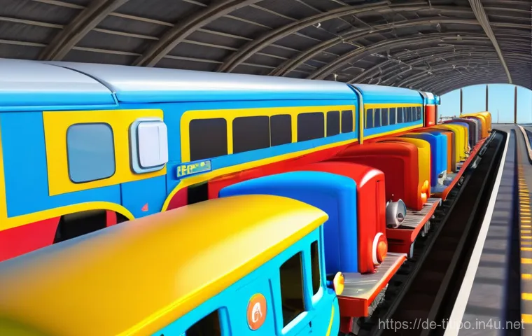 띠띠뽀 유튜브 공식 채널 - **Prompt:** A vibrant, cheerful animated scene featuring Titipo, the small blue train, and his frien...