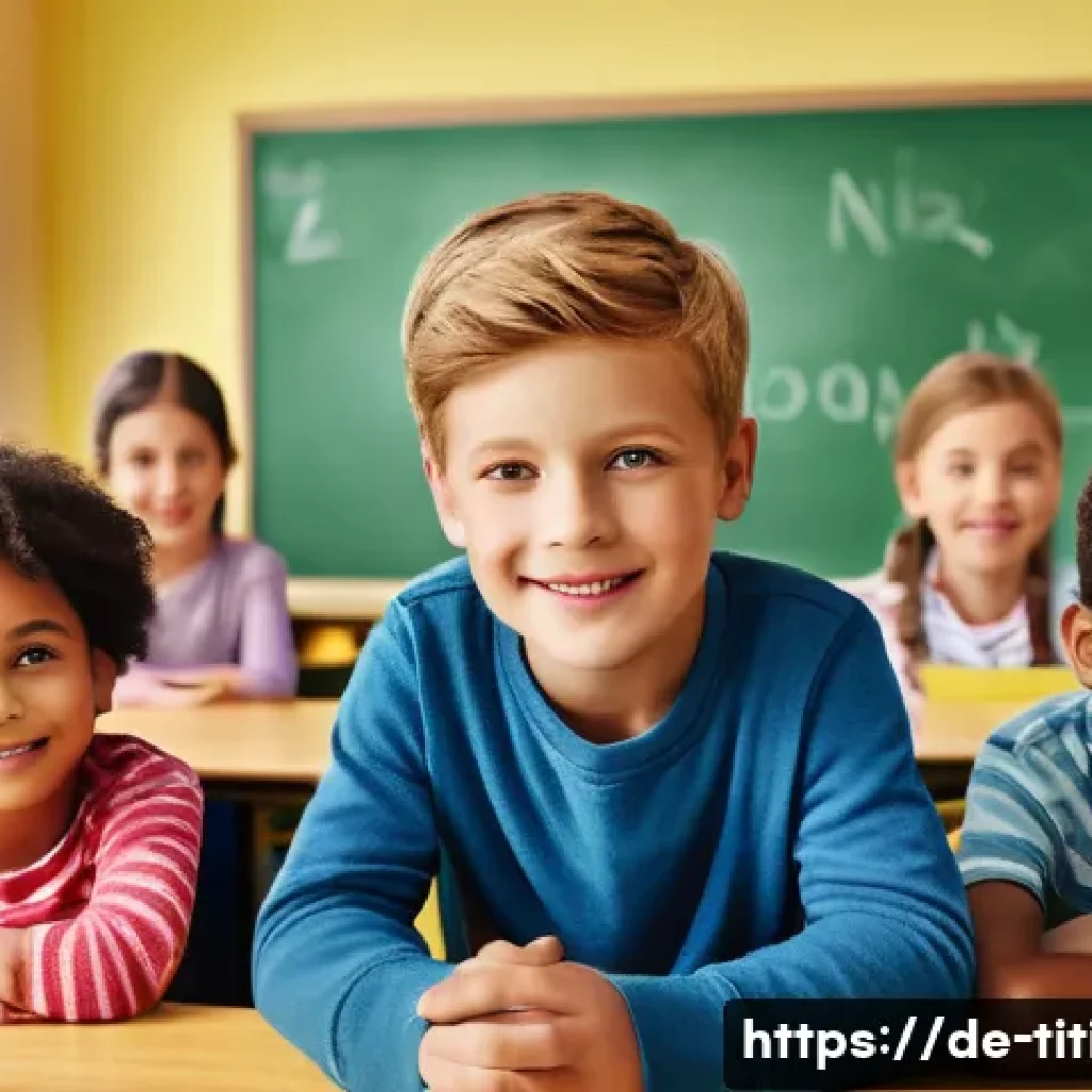 띠띠뽀 콘텐츠의 글로벌 진출 가능성 - A charming and colorful illustration of a diverse group of children in a German classroom setting, f...
