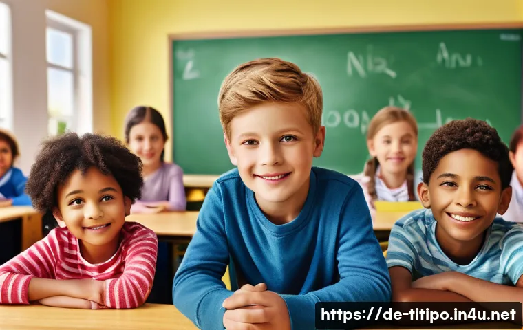 띠띠뽀 콘텐츠의 글로벌 진출 가능성 - A charming and colorful illustration of a diverse group of children in a German classroom setting, f...