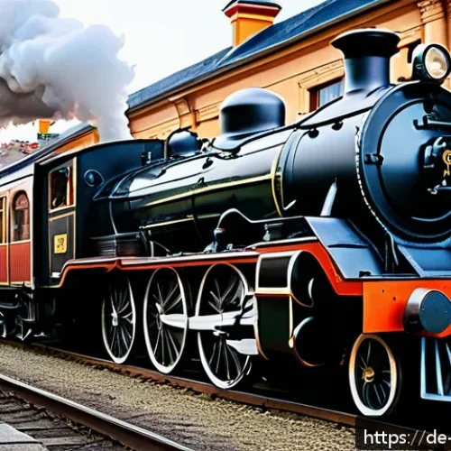 띠띠뽀와 관련된 철도 역사 비교 - A highly detailed, realistic scene of a restored 19th-century steam locomotive at a classic European...