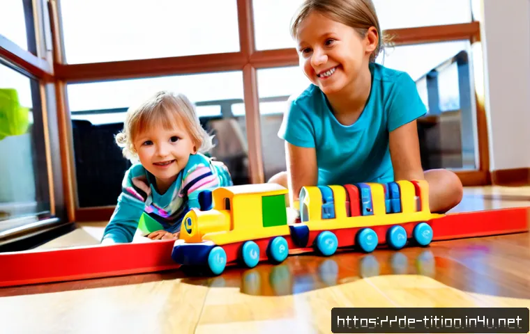 Home 30 띠띠뽀 인기 비결 - Photorealistic German family living room, a cheerful preschool child in casual clothes playing with ...
